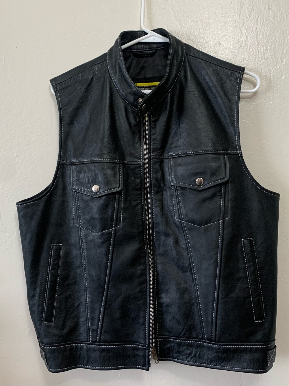 Vintage X-Age Pleather Vest With Interior & Exterior Pockets Collar Snaps Punk